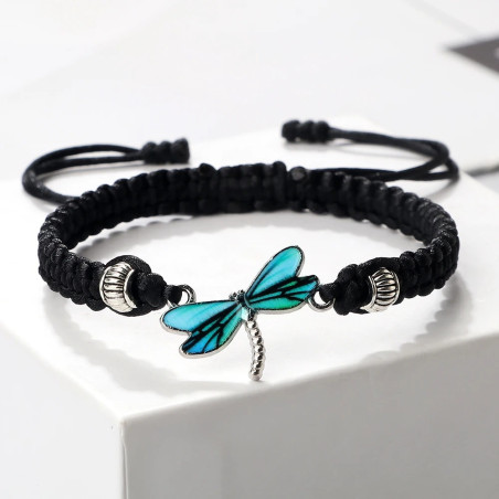 Bracelet Libellule Ailes d'Azur couleur noir