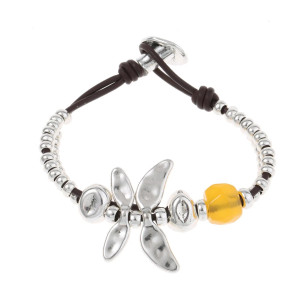 Bracelet Libellule Argenté à Perles | Joli Cadeau Bijou Femme