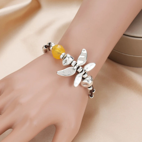 Silver Dragonfly Beaded Bracelet | Cute Jewelry Gift for Her