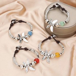 Bracelet Libellule Argenté à Perles | Joli Cadeau Bijou Femme