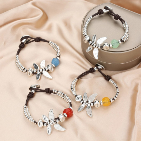 Bracelet Libellule Argenté à Perles | Joli Cadeau Bijou Femme