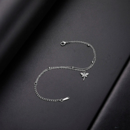 Bracelet Libellule Double Chaîne | Bijou Élégant & Fin Acier