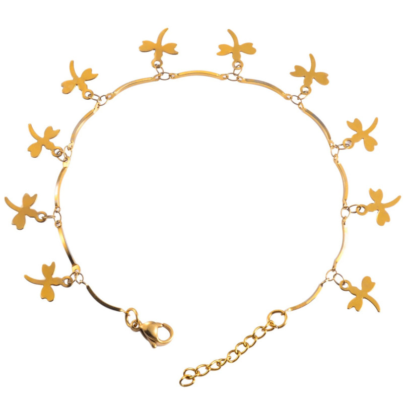 Bracelet Libellules Danse Aérienne - Acier Inoxydable Or