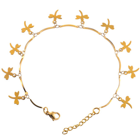 Bracelet Libellules Danse Aérienne - Acier Inoxydable Or