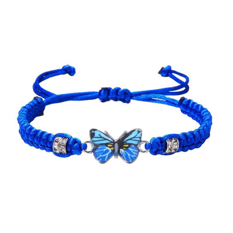 Bracelet Papillon Cordons Colorés couleur bleu
