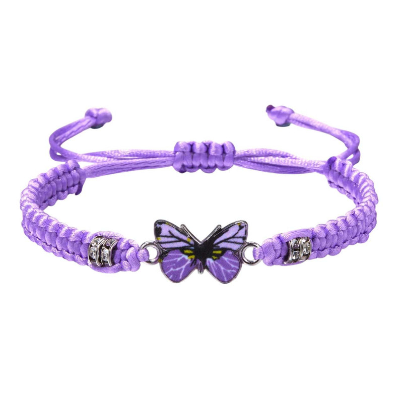 Bracelet Papillon Cordons Colorés couleur violet