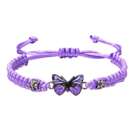 Bracelet Papillon Cordons Colorés couleur violet
