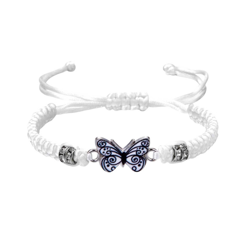 Bracelet Papillon Cordons Colorés couleur blanc