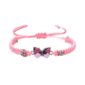 Bracelet Papillon Cordons Colorés couleur rose