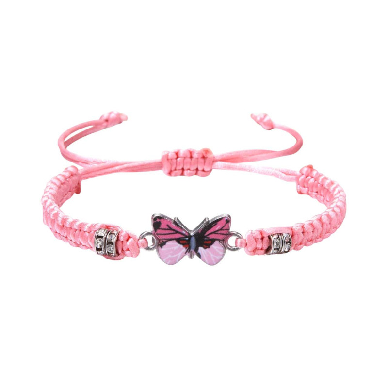 Bracelet Papillon Cordons Colorés couleur rose