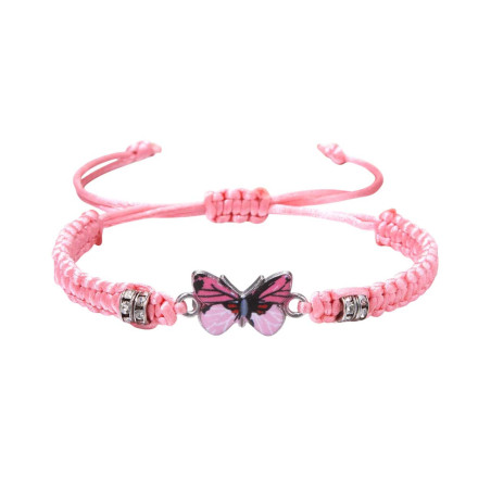 Bracelet Papillon Cordons Colorés couleur rose