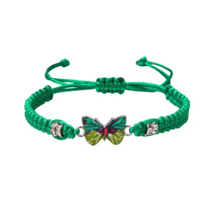 Bracelet Papillon Cordons Colorés couleur vert
