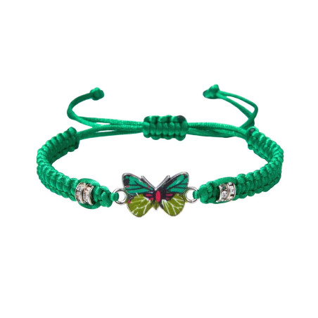 Bracelet Papillon Cordons Colorés couleur vert