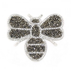 écussons patchs abeille en strass gris