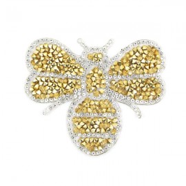 écussons patchs abeille en strass jaune or