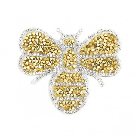 écussons patchs abeille en strass jaune or