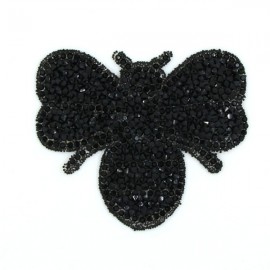 écussons patchs abeille en strass noir