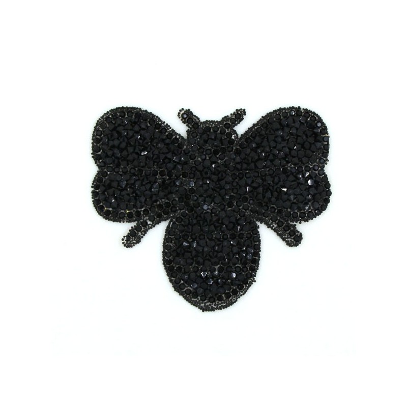 écussons patchs abeille en strass noir