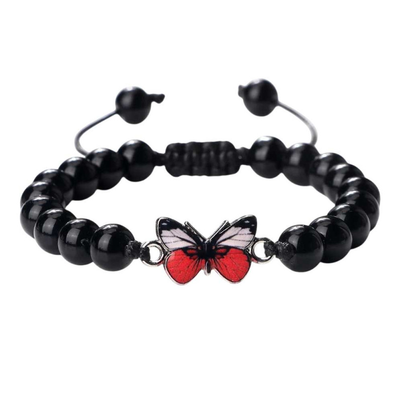 Pulsera Mariposa Roja Armonía de Perlas - Elegancia Natural