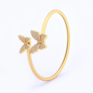 Bracelet Papillon Cristal Doré | Bijou Manchette Ajustable