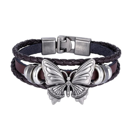 Vintage Butterfly Leather Bracelet | Boho Chic Jewelry Gift