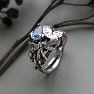 Bague Libellule Pierre Bleue Zircon | Bijou Nature Original