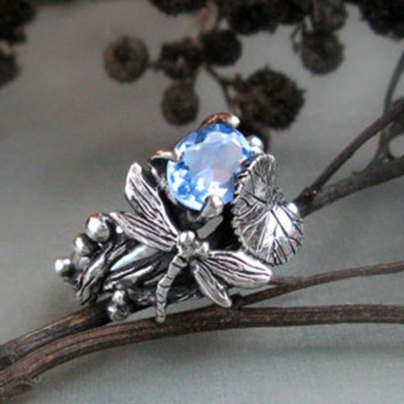 Bague Libellule Pierre Bleue Zircon | Bijou Nature Original