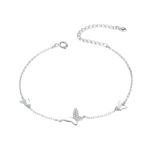 Bracelet Papillon Cristal en Argent 925 | Cadeau Unique Femme