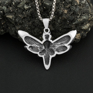 Collier Papillon de Nuit Tête de Mort Gothique en Acier 316L