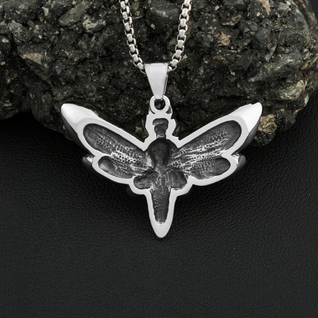 Gothic Skull Moth Necklace | Unique Stainless Steel Jewelry