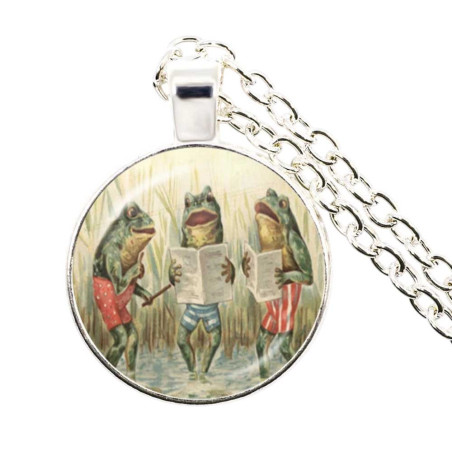 Singing Frogs Necklace | Cute Vintage Frog Jewelry Gift