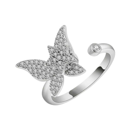 Bague Papillon Scintillante Anti-Stress  Argentée