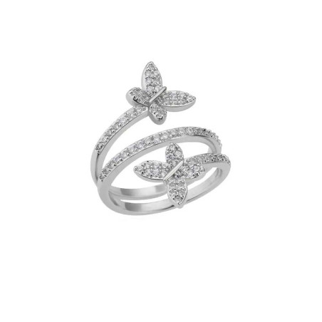 Bague Papillon Éclat Double Bijou Élégant en Argent