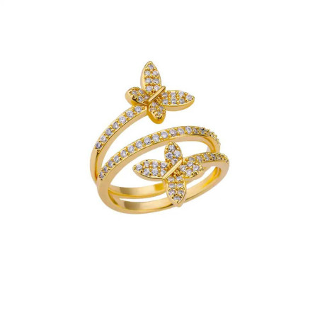 Bague Papillon Éclat Double Bijou Élégant en Or