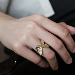 Bague Redimensionnable Papillon Minimaliste Raffiné couleur or