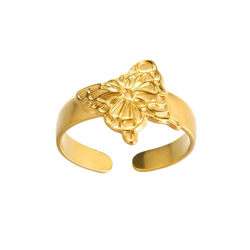Bague Papillon Doré Sculpté