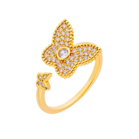 Bague Papillon Doré avec Strass Étincelants