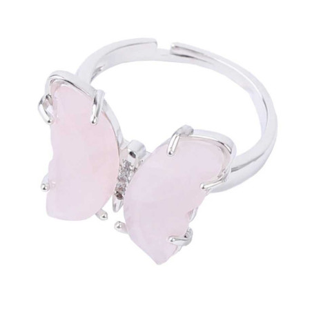 Bague Papillon Quartz Rose Délicate