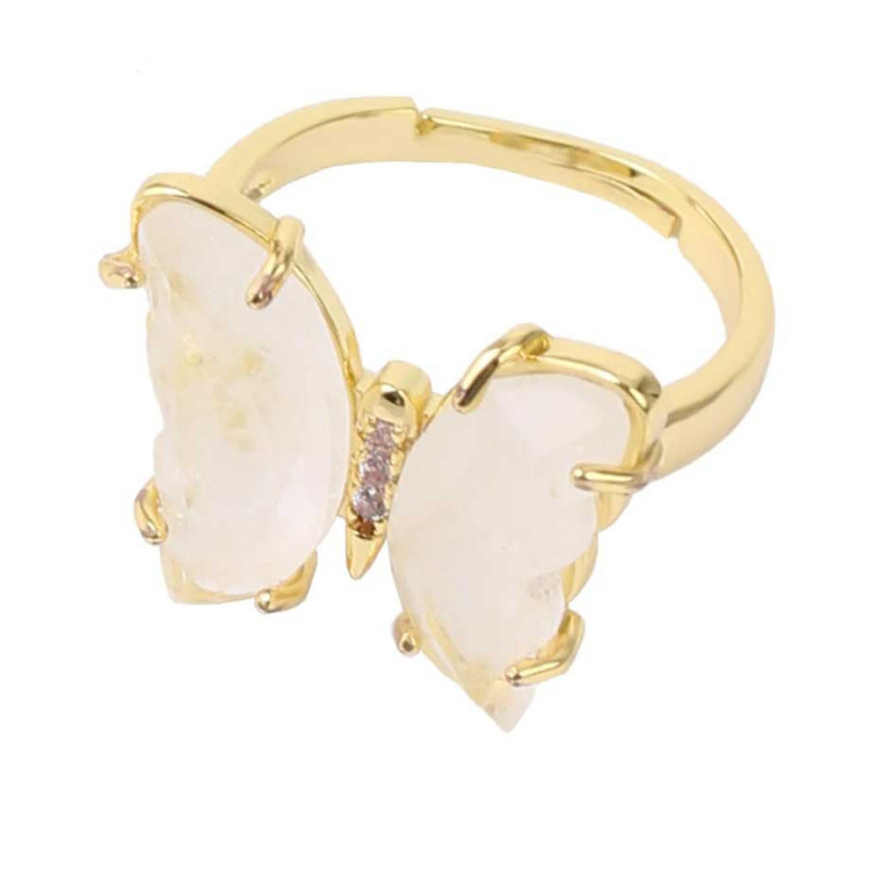 Bague Papillon Cristal Doré Pureté Éthérée