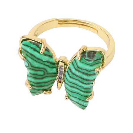 Bague Papillon Vert Pastel Éclat Argenté