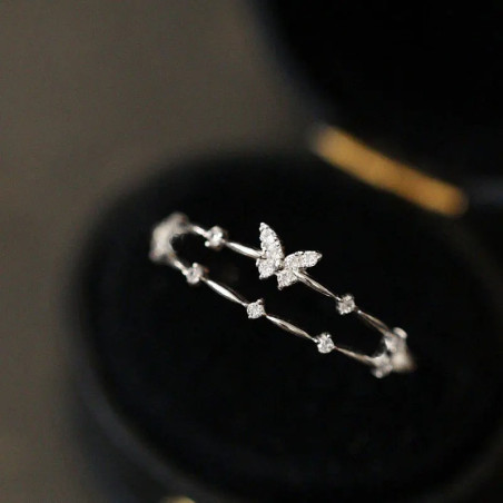 Verstellbarer Schmetterlingsring aus Silber | Geschenk für Frauen