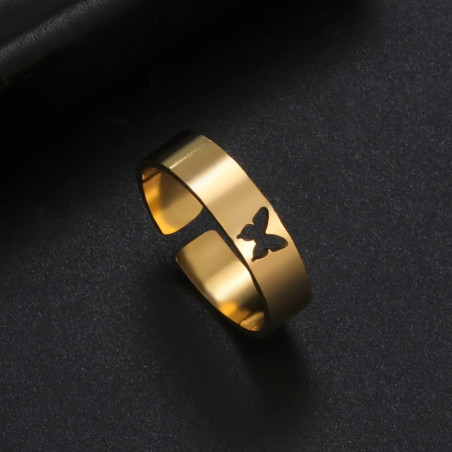 Bague Papillon Minimaliste Élégance Ajourée : Anneau Ajustable Chic