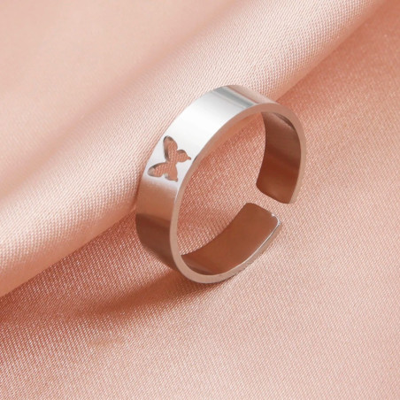 Bague Papillon Minimaliste Élégance Ajourée : Anneau Ajustable Chic