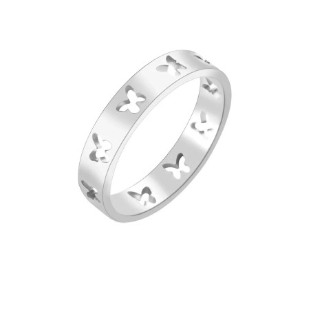 Anillo Mariposa Grabado "Vuelo de Mariposas" | Acero Inoxidable