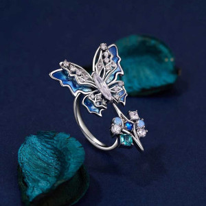 Bague Papillon Cristal Éclat d'Azur | Bijou Femme Unique