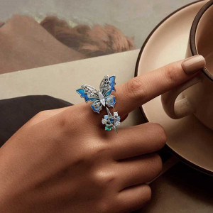 Détails Bague Papillon Cristallin - Éclats Azurés