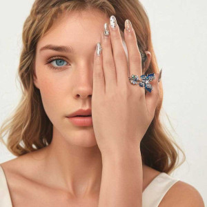 Bague Papillon Cristallin - Éclats Azurés