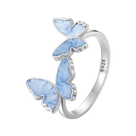 détails de la Bague Papillon Triple Danse Bleu Céleste