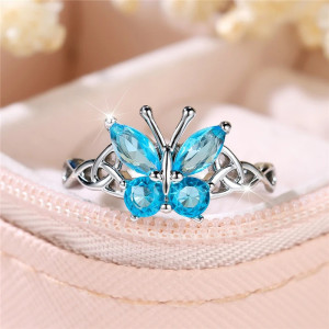 Bague Papillon Bleu 'Lueur Saphir'
