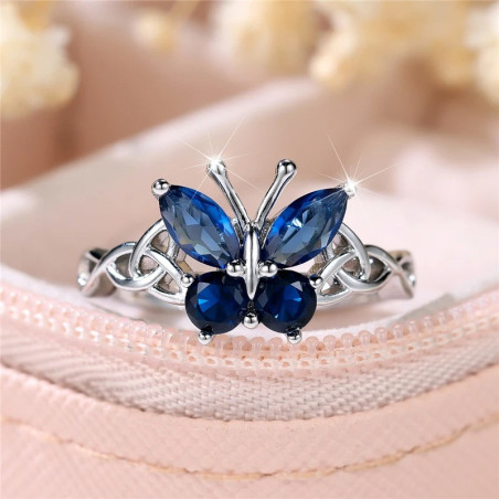 Bague Papillon Bleu Éclat d'Azur - Bijou Élégant & Unique
